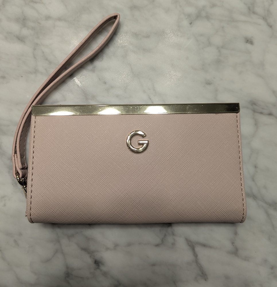 G by Guess Pink Wristlet Clutch with Gold Hardware